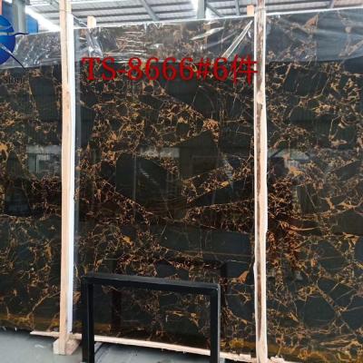 China Decoration material black marble with gold veins table marble gold for hotel project for sale