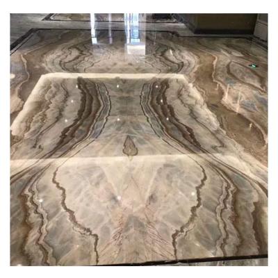 China Italy Modern Luxury Marble Floors , Crazy Roman Printing Polished Brown Marble Slab for sale