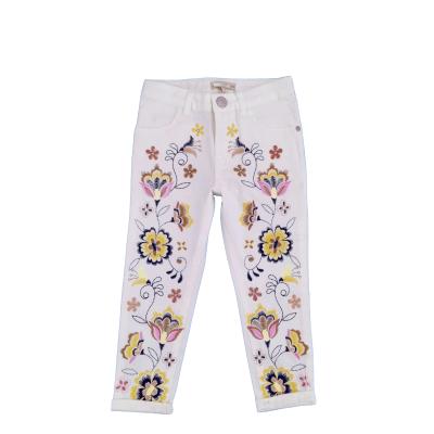 China Anti-pilling kids clothing 3-14 years old embroidered 98% COTTON+2% soft SPANDEX lovely girls jeans for sale