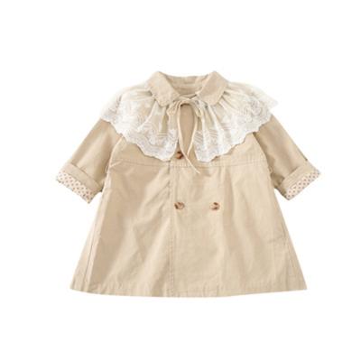 China Washable Baby Kids Spring And Autumn Fashion Lace Removable Detachable Collar Ditch Coat Dress Baby Clothes Dress for sale