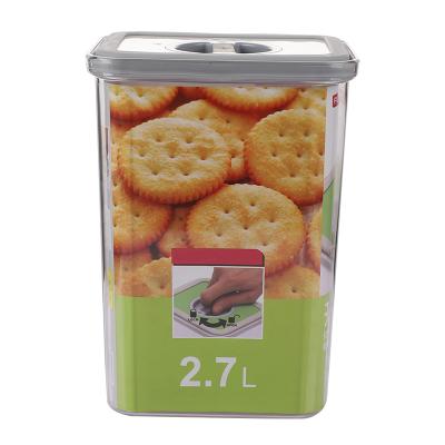 China Transparent Airtight Freshness Preservation Cereal Snack 2.7L Food Storage Container With Lid for sale