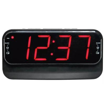 China Large Desktop AM Table Radio Digital LED Display Clock Alarm Double Large Radio Desk LED Alarm Clock FM Clock Radio for sale