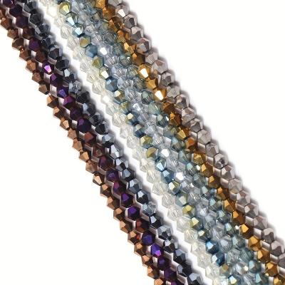 China Wholesale Crystal Colorful Electroplated Glass Beads Customized Faceted Crystal Bicone Bead for sale