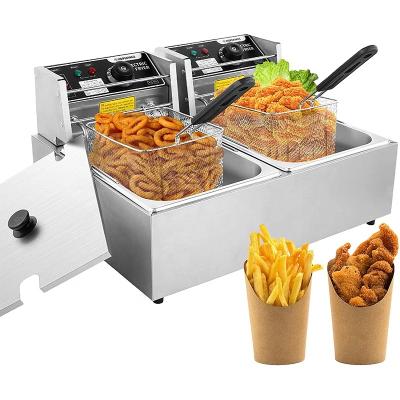 China Easy Operate Stainless Steel Single / Double Electric Deep Fryer Commercial Tank Equipment For Kitchen for sale