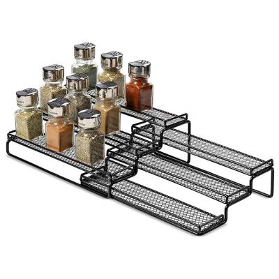 China 2022 Viable 3 Tire Small Metal Food Stage Wholesale Pull Out Spice Rack Countertop Organizador Carousel 20 Drawer Non-Slip Cabinet for sale