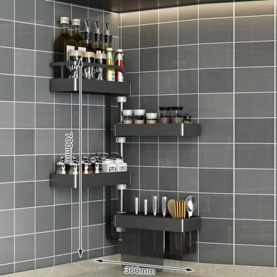 Chine 360 Rotation Kitchen Spice Rack Kitchen Sink Spice Rack Black Finished Viable Storage Rack Punchless Wall Mounted Organizer Shelf à vendre