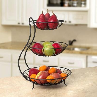 China 2021 New Kitchen 3 Tiers Wall Mounted Viable Metal Iron Wire Fruit Potato Storage Rack Rack And Storage Rack for sale