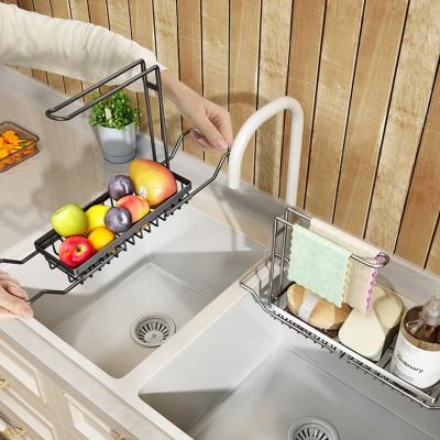 China 2021 new workable 304 stainless steel pull-out extendable kitchen sink shelf for sale