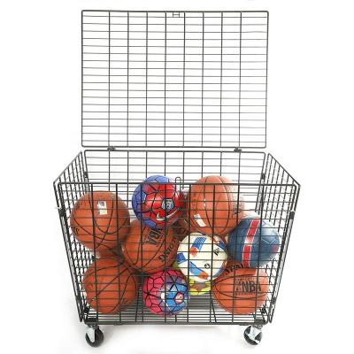 China Custom Storage Cage Metal Sports Ball Equipment Storage Gym School Gym Organizers Basket Custom Basketball Football Organizer Car for sale