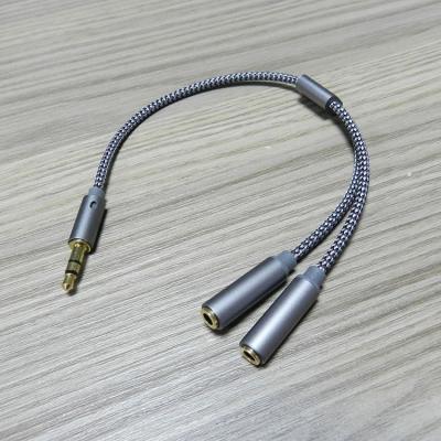 China Car Headset Braided Microphone Splitter Audio Adapter One Point Two Two-in-One Laptop Headphone Audio Conversion Cable for sale