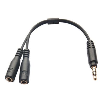 China High Quality Audio+Mic 2 Male Cable 3.5mm Jack Plug To 1 Jack Audio Mic Headset Female Splitter 1M Aux Jack Cable for sale