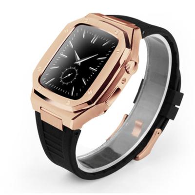 China Unique Design 44mm 45mm 41mm Kit Metal Case Modification For Apple Watch Band Stainless Steel For iWatch Series 7 Se Rubber Watch Band 6 5 for sale