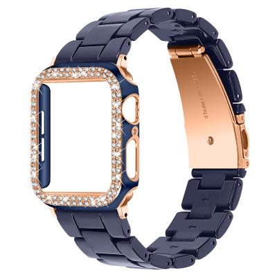 China Unique Design Fashion Strap For Apple Watch Diamonds Case With Resins Watch Band For IWatch 7 Series Se 6 5 4 45mm 41mm 40mm 44mm Watch Band for sale