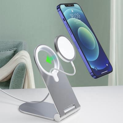 China Hot Selling Magnetic Wireless Adjustable Alloy Adjustable Phone Holder Stand Phone Dock Desktop Holder For iPhone 13 Pro Max for sale