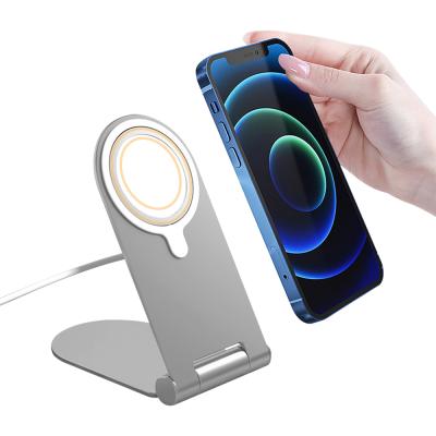 China Phone Holder For Wireless Charger Adjustable Stand For Magnetic Charger Stand For Iphone 12 Foldable Stand Mount Desk Charging Bracket for sale