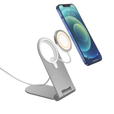 China Adjustable Wireless Charging Station Stand For iPhone Magnetic Charger Stand Desktop Wireless Phone Holder Pad Wireless Holder for sale