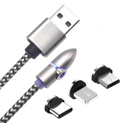 China MP3/MP4 Player 90 Degree 2.4A Fast Charger Nylon Braided Magnetic Micro USB Cable For iPhone Android Type-C for sale