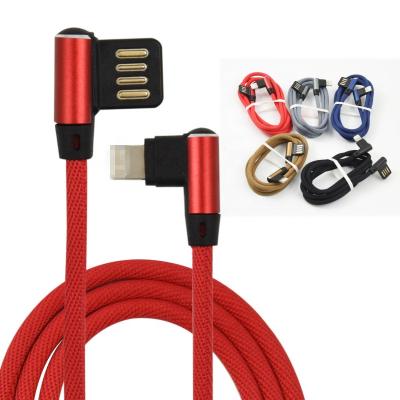 China 2 in 1LM High Quality Nylon Cloth 90 Degree 2 in 1 LM Fast Data Sync Usb Charging Cable for iPhone&android to Play Game for sale