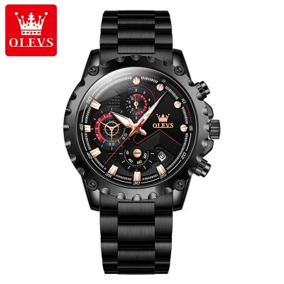 China Day/Date Olevs 2873 New Luxury Sports Quartz Watch Men Waterproof 3 Time Clock Analog Man Casual Wristwatches for sale