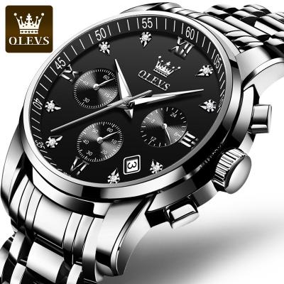 China Automatic Date Men Watch 2020 OLEVS Wristwatch Classic Men Fashion Unique Diamond Stainless Steel Band Quartz Chronograph Watch. for sale