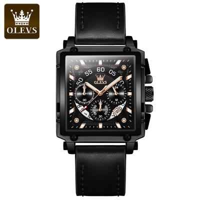 China Olevs Chronograph 9919 High Quality Classic Custom Logo Wrist Leather Straps Digital Wristwatches For Men Luxury Watch Quartz Watches for sale