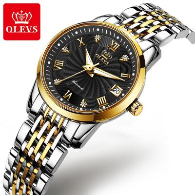 China Day/Date Olevs 6630 Lady Gold Watch Week Date Superior Luxury Luminous Waterproof Ladies Watch Strap Brand Mechanical Watches for sale