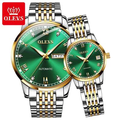 China OLEVS Automatic Date Brand Automatic Mechanical Wrist Watch For Lover Water Resistant Feature Day Date Automatic Watch For Couples Valentine Watch for sale