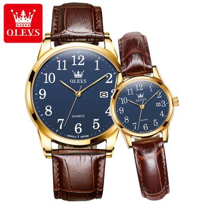 China Automatic Date Olevs 5566 Pair Hand Watch Water Resistant Feature Alloy Quartz Material Wrist Watch Custom Logo Watch In Shenzhen Factory for sale