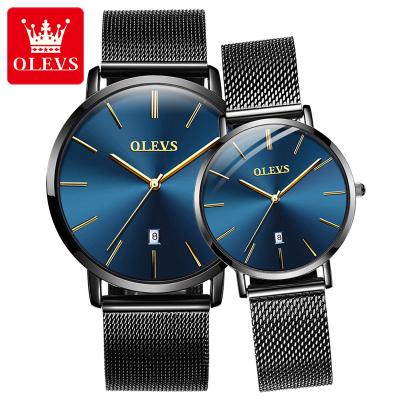 China OLEVS Date Brand Automatic Stainless Steel Milanese Strap Quartz Multifunctional Wristwatches Fashion Couple Waterproof Men's Watch 2019 for sale