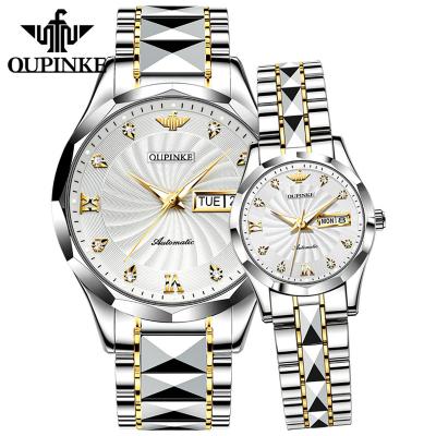 China Oupinke Water Resistant Set Original Luxury High Quality Simple Custom Made Couples Waterproof Men's High Quality Simple Luxury Couples Lovers Logo Mechanical Watch for sale