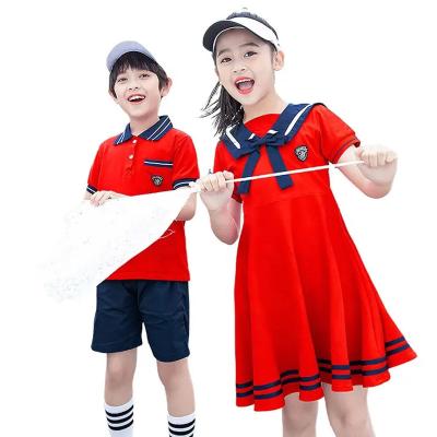 China Factory casual/sweat-wicking/breathable hot summer style casual shorts set new designs school uniform suit for primary school for sale