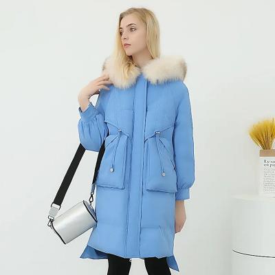 China Custom Warm Women's Long Black Ladies Waterproof Winter Thickening Coat Fashion Down Hooded Jacket for sale