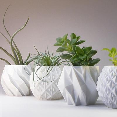 China China Biodegradable Factory Custom Design White PLA Marble Resin Flower Pots Pots For Plants Indoor Plastic Vase for sale