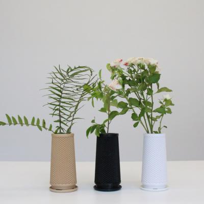 China Vintage Flower Pots Sculpture Design Long Minimalist Wood Plants Pots Home Decor Accessories for sale