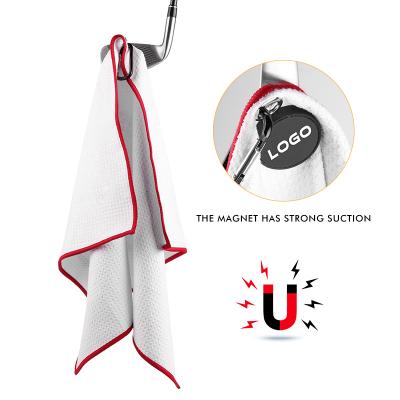 China Golf Playing Custom Shape Printed Sublimation Golf Towel Magnetic Golf Towel With Clip for sale