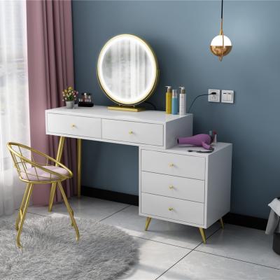 China Vanity Table INS Simple Luxury Wind Net Red Storage Cabinet Built-In Mirror Lighted Makeup Table for sale