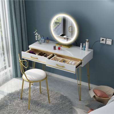 China Modern Storage Hot Selling Custom Vanity Dressing Make Up Drawer Makeup Light Mirror Table With Light Mirror for sale