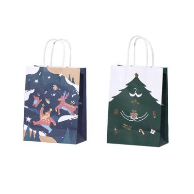 China Customized Luxury Biodegradable Logo Cheap Price Cartoon Color Paper Christmas Gift Bags Packaging for sale