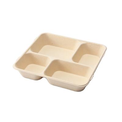 China Recyclable Biodegradable Food Tray Waterproof Disposable Rectangular Sugarcane Bagasse Tray For Lunch for sale