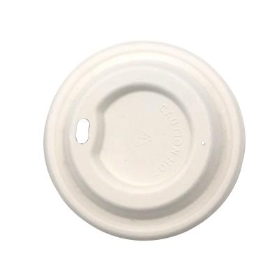 China Non Spill Eco-friendly Biodegradable Disposable Bagasse Sugarcane Paper Cup Cover Coffee Cup Lid for sale