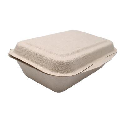 China Biodegradable Biodegradable Sugarcane Fiber Bagasse Clamshell Food Paper Container Box for sale