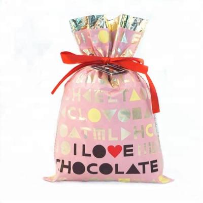 China Colorful Gift Bag Fashional Valentine's Day Laminated CPP Packaging Pouch Candy Plastic Drawstring Bag for sale