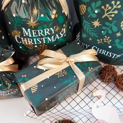 China Green Color 80gsm Christmas Gift Wrapping Waterproof Paper Bag For Charcoal Packing for sale