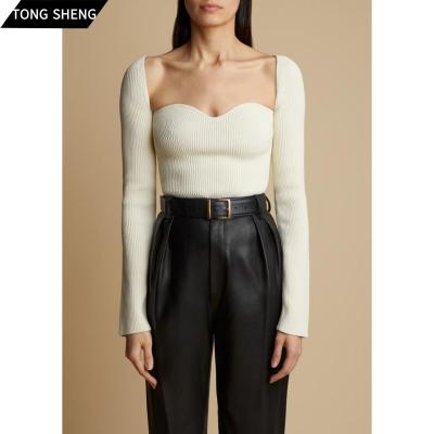 China Anti-Wrinkle Tong Sheng Wool Knitted Sweater For Ladies Cut Women's Bustier Knit Sweater Sweaters Top Women for sale