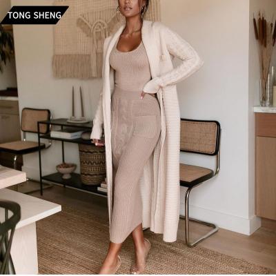 China Anti-wrinkle Autumn Women Luxury Cardigan Sweater fringe Arcylic cotton blended cable knit cardigan skirt for sale