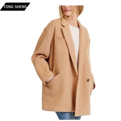 China Anti-Wrinkle Winter Woman Cardigan Cashmere Overcoat Wool Ditch Coat Women Pocket Knitted Handmade Woolen Cashmere Coat For Women for sale