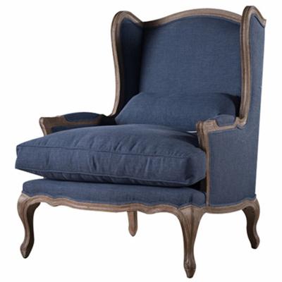 China French Style Sofa Bed Leisure Armchair Upholstered Oak Wood Wing Back Armchair French Provincial Occasional Chair For Living Room for sale