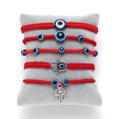 China FASHIONABLE Lucky Red String Rope Women Adjustable Handcrafted Jewelry Charming See All Turkish Evil Eyes Bracelet for sale