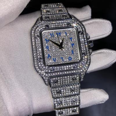 China Full Date LWW90102 Arabic Dial Diamond Face Pink Blue Numerals Colored Numbers Watch Women Men Iced Out Bling Striker Watches for sale