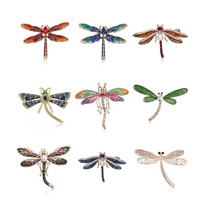 China LWB30211 ALLOY Metal Luxury Personalized Colorful Rhinestone Dragonfly Insect Cute Brooch Pins Jewelry For Women for sale